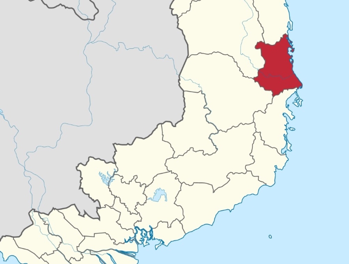 Phú Yên thuộc vùng duyên hải Nam Trung Bộ (phần màu đỏ)